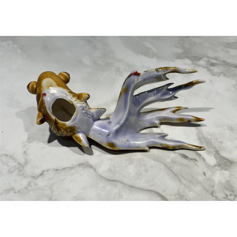 Set of 3 Koi Fish Ceramic Handcxrafted Gold Red Green Signed Irene Marosy